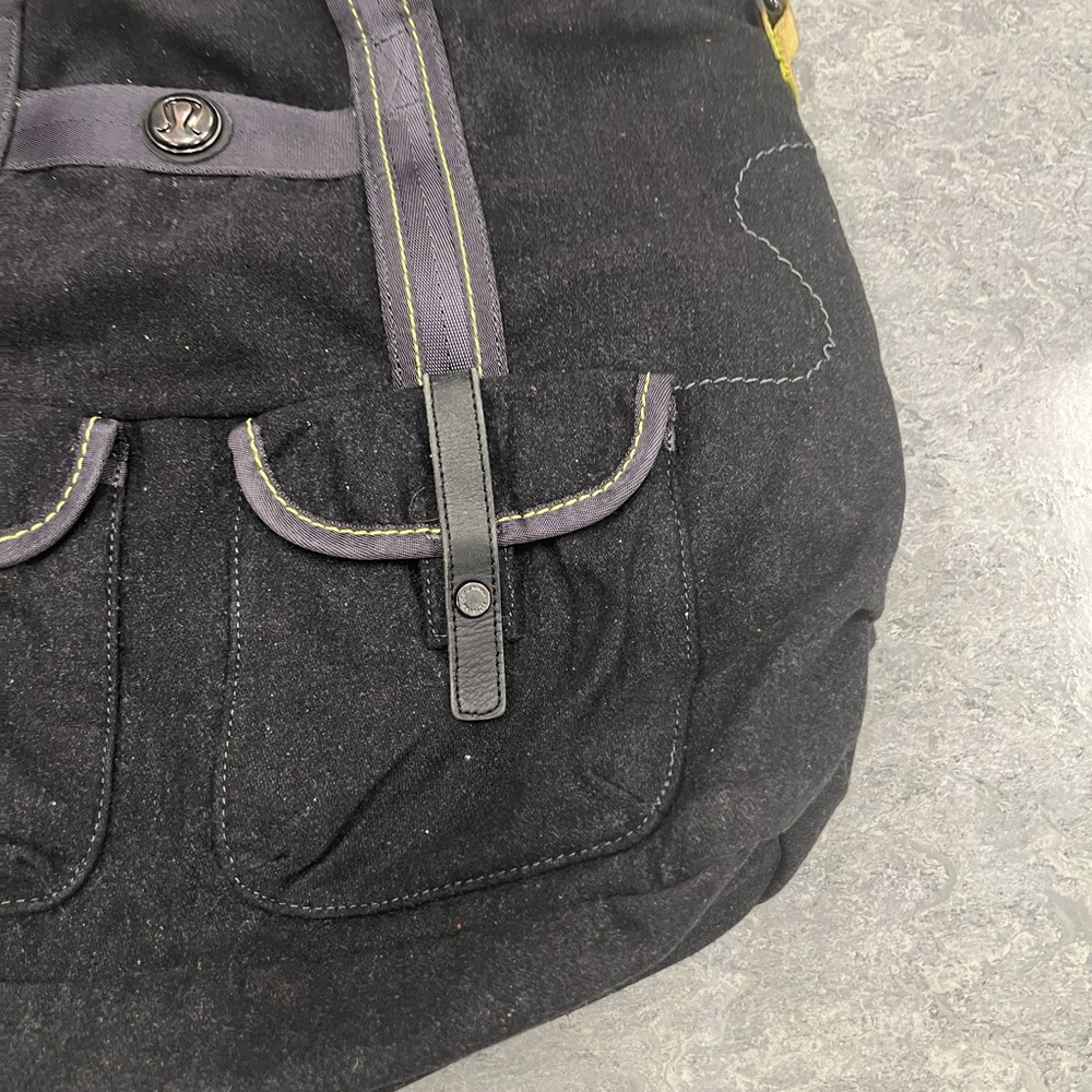 Lululemon Wool Tote Black Gray Green Big Gym Yoga Laptop Shoulder Bag. - Picture 6 of 13